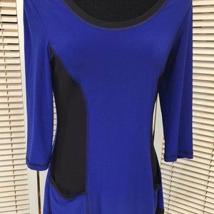 Joseph Ribkoff Black Royal Blue Tunic Blouse Dress Size 8